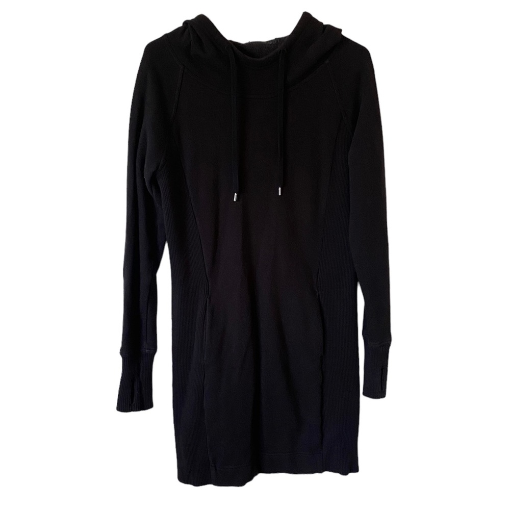 Athleta Black Long Sleeve Drawstring Sweatshirt Pullover Tunic Hoodie